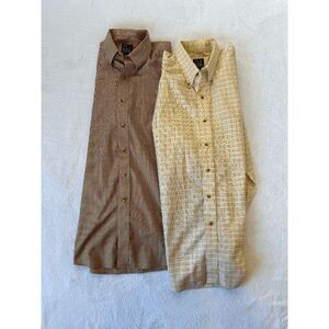 Jos. A Bank Traveler's Collection Shirt, Lot of Two, Size Large Brown/Cream